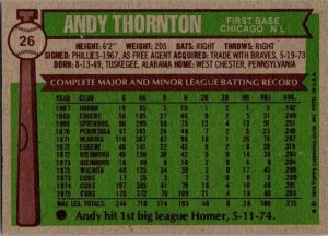 1976 Topps Baseball Card Andy Tornton Chicago Cubs sk13366
