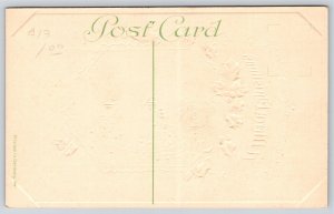 Holiday~A Merry Christmas~Holly Berries~Emb~Printed In Germany~Vintage Postcard