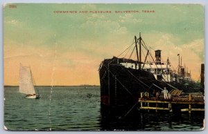 K31/ Galveston Texas Postcard c1910 Commerce & Pleasure Ship Boats 113