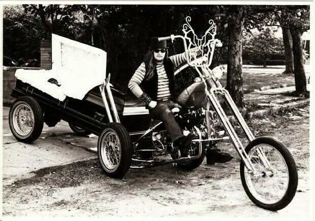 Mortician From Hell Steve Bonge on Coffin Chopper Motorcycle Postcard