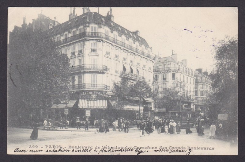 FRANCE, Postcard, Paris, Boulevard de Sébastopol Crossroads of Grands Boulevards