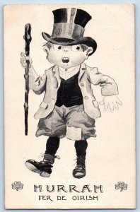 Wall Signed Postcard St. Patrick's Day Boy Hurrah For De Oirish Laporte City IA