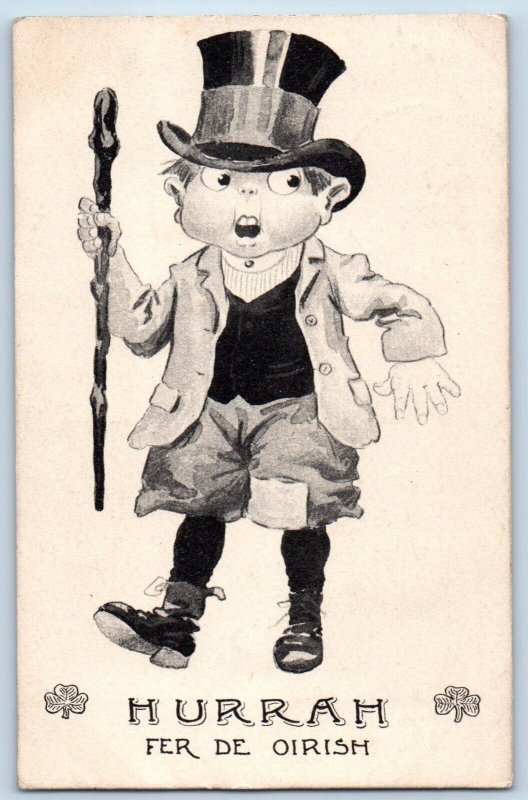 Wall Signed Postcard St. Patrick's Day Boy Hurrah For De Oirish Laporte City IA