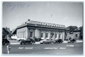 1954 US Post Office Street Flag View Ludington MI RPPC Photo Unposted Postcard