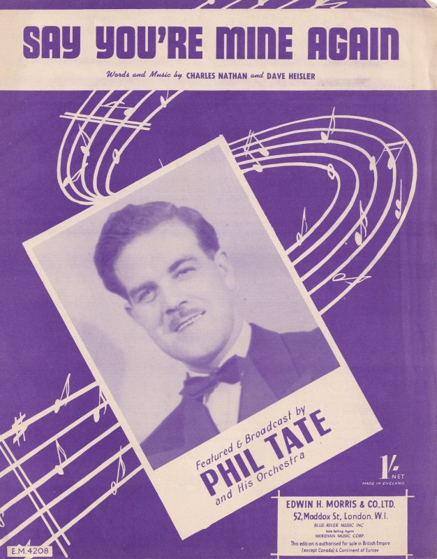 Say You're Mine Again Phil Tate 1950s Sheet Music