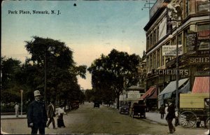 Newark New Jersey NJ Park Place Policeman Traffic Cop c1910 Vintage Postcard