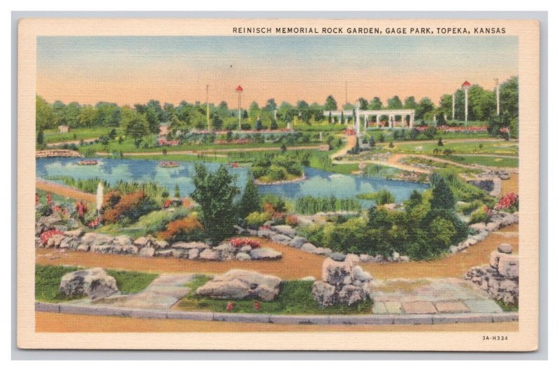 Topeka Kansas Reinisch Memorial Rock Garden Gage Park Postcard