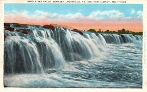 Vintage Postcard 1920's Ohio River Falls Between Louiseville KY & Albany Indiana