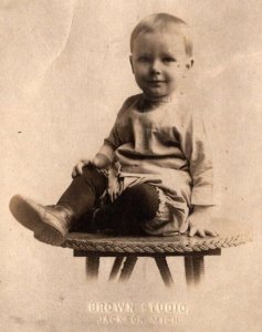 RPPC Real Photo Postcard - Young Boy - Jackson, Michigan - Studio Photo - c1910