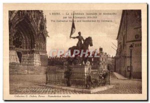 Old Postcard Reims Cathedral burned and bombed by the Germans