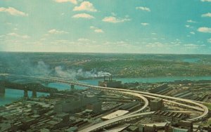 Vintage Postcard Brent Spence Bridge Ohio River Double Deck Bridge Kentucky 