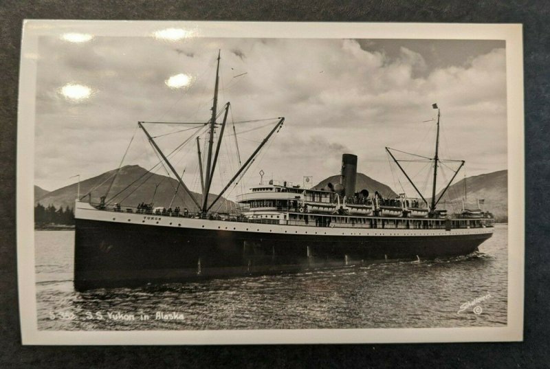 Mint Vintage SS Yukon in Alaska Passenger Ship Real Photo Postcard RPPC