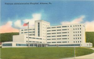 Vintage Linen Postcard Veterans Administration Hospital Altoona PA Unposted Nice