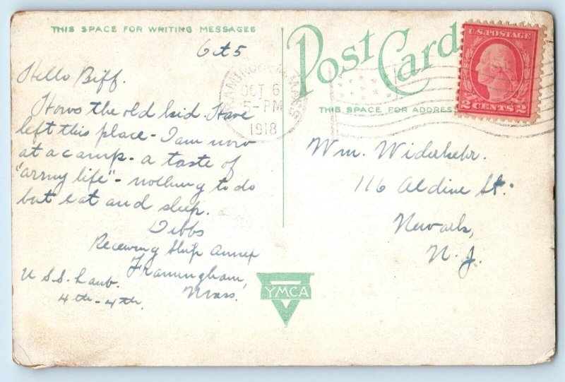 c1918 Boston Massachusetts MA Postcard Rifle Drill Guard Division Receiving Ship