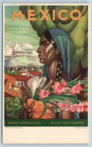 Advertising Travel Postcard Mexico Woman Mexican Tourist Association c1940s AC18