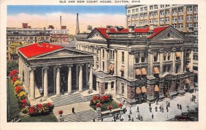 Dayton Ohio 1940s Postcard Old & New Court House Buildings