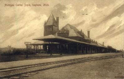 Michigan Central Depot, Saginaw, Michigan, MI, USA Railroad Train Depot Postc...