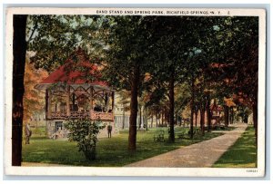 1929 Band Stand And Spring Park Richfield Springs New York NY Vintage Postcard 