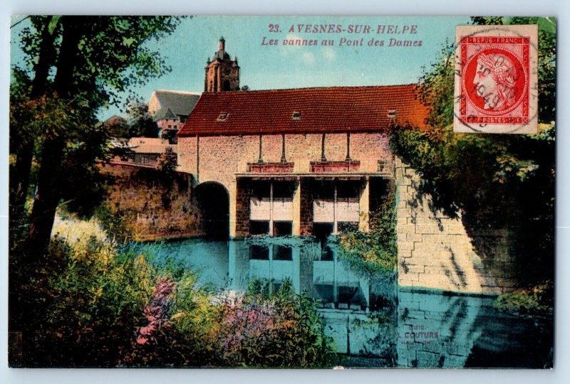 Avesnes-Sur-Helpe France Postcard Les Vannes Au Pont Des Dames 1949