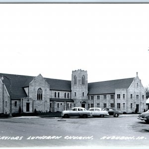 c1950s Audubon, IA RPPC Our Saviors Lutheran Church Real Photo Postcard Vtg A105