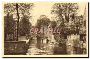 Old Postcard Bruges beguinage Bridge