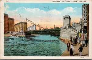 Michigan Boulevard Bridge Chicago IL Postcard PC247