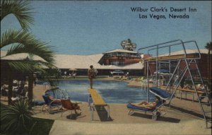 Las Vegas Nevada NV Swimming Pool Mid-Century Modern Linen Vintage Postcard