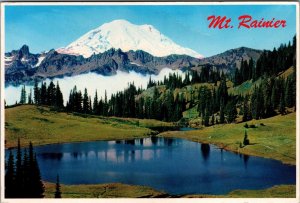 USA Mount Rainier And Tipsoo Lake Washington Vintage Postcard BS21