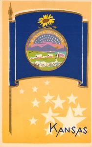 Sheehan Dubosclard Original Art Serigraph Postcard Kansas State Flag Seal Stars