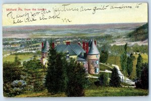 1907 Milford Pennsylvania Vintage Postcard From The Towers Birds Eye View Posted
