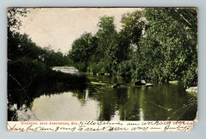 Abbotsford WI-Wisconsin, Scenic Riverside View, Vintage c1907 Postcard 