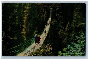 c1930's Suspension Bridge Capilano Canyon Vancouver BC Canada Postcard