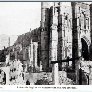 c1910s Meuse, France WWI Rambercourt Church Ruins Postcard Christian A121