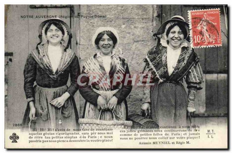 Old Postcard Folklore Auvergne Women