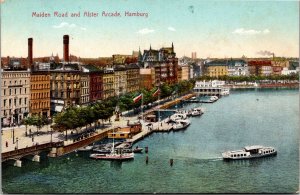 Postcard Germany Hamburg Maiden Road and Alster Arcade
