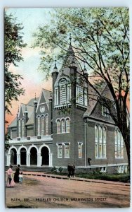 BATH, Maine ME ~ PEOPLES CHURCH Washington Street 1907 Sagadahoc County Postcard