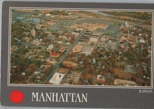 Manhattan Kansas Aerial View Continental Chrome Postcard 1990s