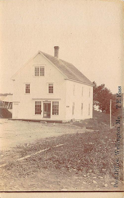 Wellington ME Post Office Signed T. E. Foss RPPC Postcard