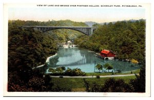 Antique View of Lake and Bridge Over Panther Hollow, Schenley Pk, Pittsburgh, PA