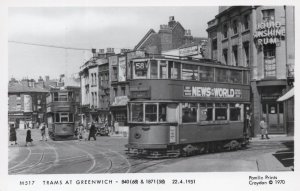 Greenwich Tram in 1951 by Rum Advertising London Photo Postcard