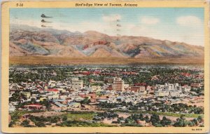 Tucson Az Birdseye 1940s Vintage Linen Postcard H25
