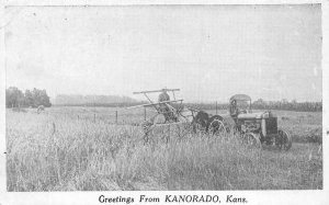 GREETINGS FROM KANORADO KANSAS FARMING MACHINERY POSTCARD 1925