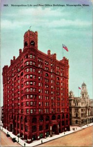 Vintage Postcard Metropolitan Life and Post Office Buildings Minneapolis MN