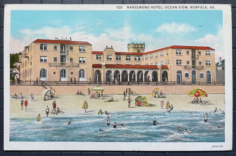 Vintage Postcard 1939 Nansemond Hotel, Ocean View, Norfolk, Virginia