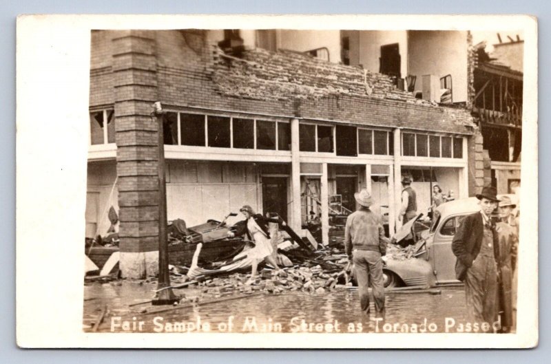 J98/ Pryor Oklahoma RPPC Postcard c1940s Main St Tornado Disaster 260