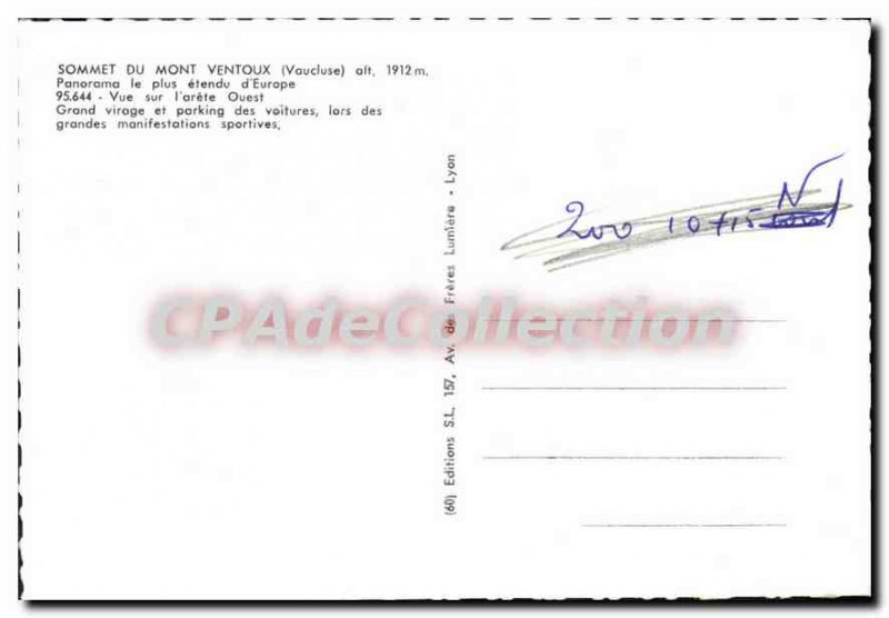 Postcard Modern summit MONT VENTOUX turn large Western Art