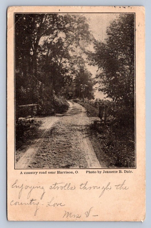 J97/ Harrison Ohio Postcard c1910 Country Road Scene 348