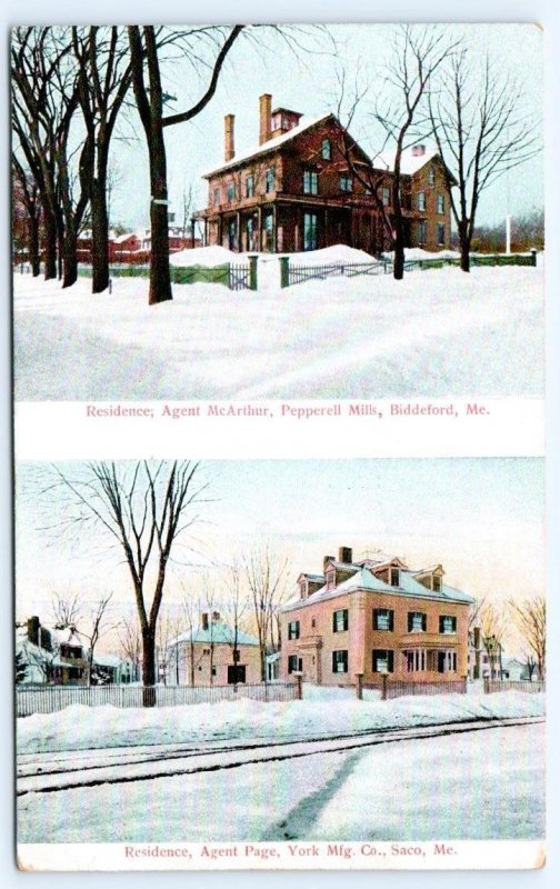 BIDDEFORD & SACO, ME ~ Residences AGENT McARTHUR & AGENT PAGE 1910  Postcard