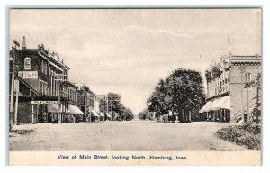 HAMBURG, IA Iowa ~ Looking North on MAIN STREET  c1910s Fremont County Postcard 