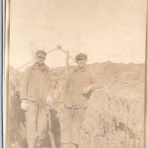 c1910s Unknown Occupational RPPC Farm Worker Construction Real Photo Trench A185